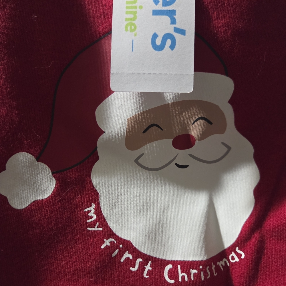 NWT Carter's Red and White Baby Bib First Christmas And Newborn Matching Onesie - Picture 2 of 6